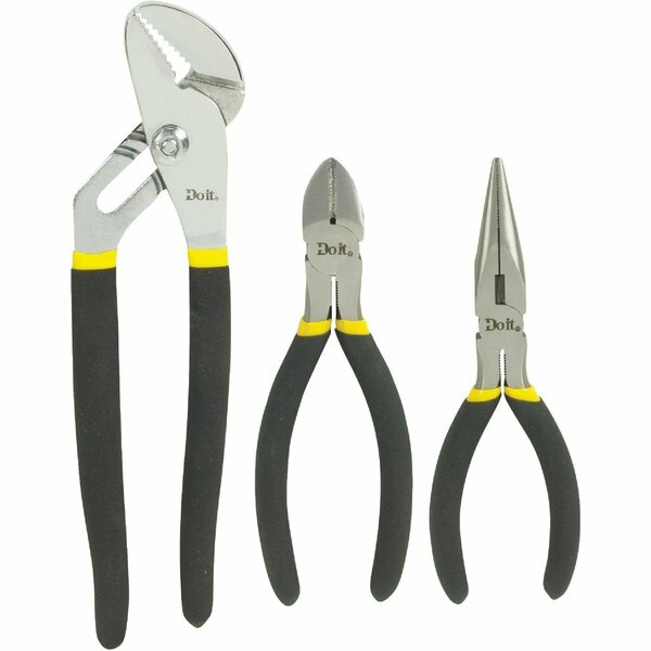 All-Source 6 In. Long Nose, 6 In. Diagonal and 10 In. Groove Joint Plier Set 3-Piece 303860